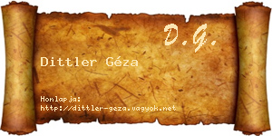 Dittler Géza névjegykártya